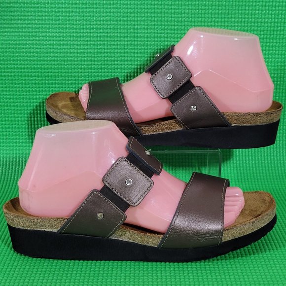 Naot Ashley Brown Leather Rhinestone Sandals - US 10 / EU 41 - Picture 1 of 9